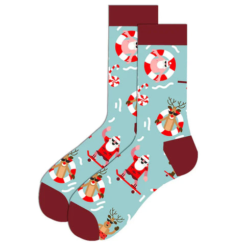 Christmas Socks Summer Fun Santa & Reindeer