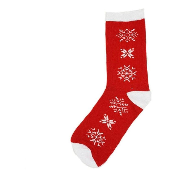 Christmas Socks Snow Flakes | Red & White - Mad Socks Australia