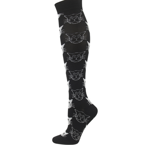 Knee High Black & White Cat Socks